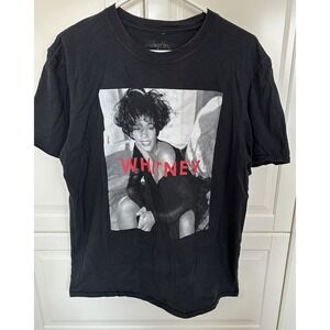 Whitney Houston Tour Band Men's Black  Graphic Tee L Their Is Blemish on Collar